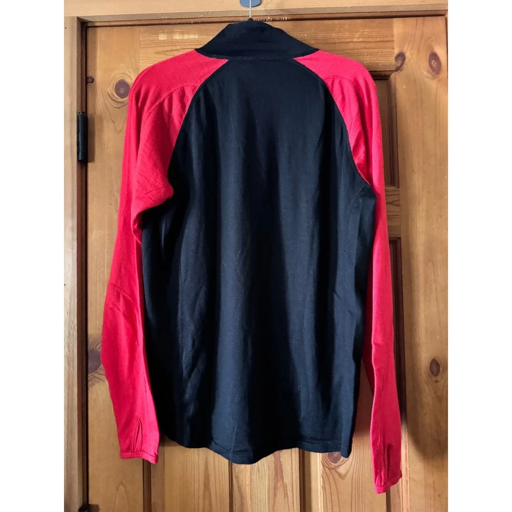 Mountain Warehouse Extreme Quarter Zip L Black Red Merino Base Layer Gorpcore